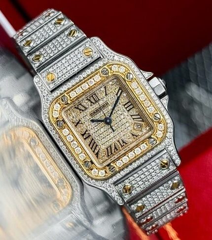Santos Automatic Two Tone Steel and Yellow Gold Diamond